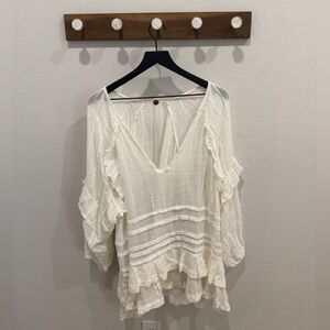 Free People Gauze Ruffle Blouse